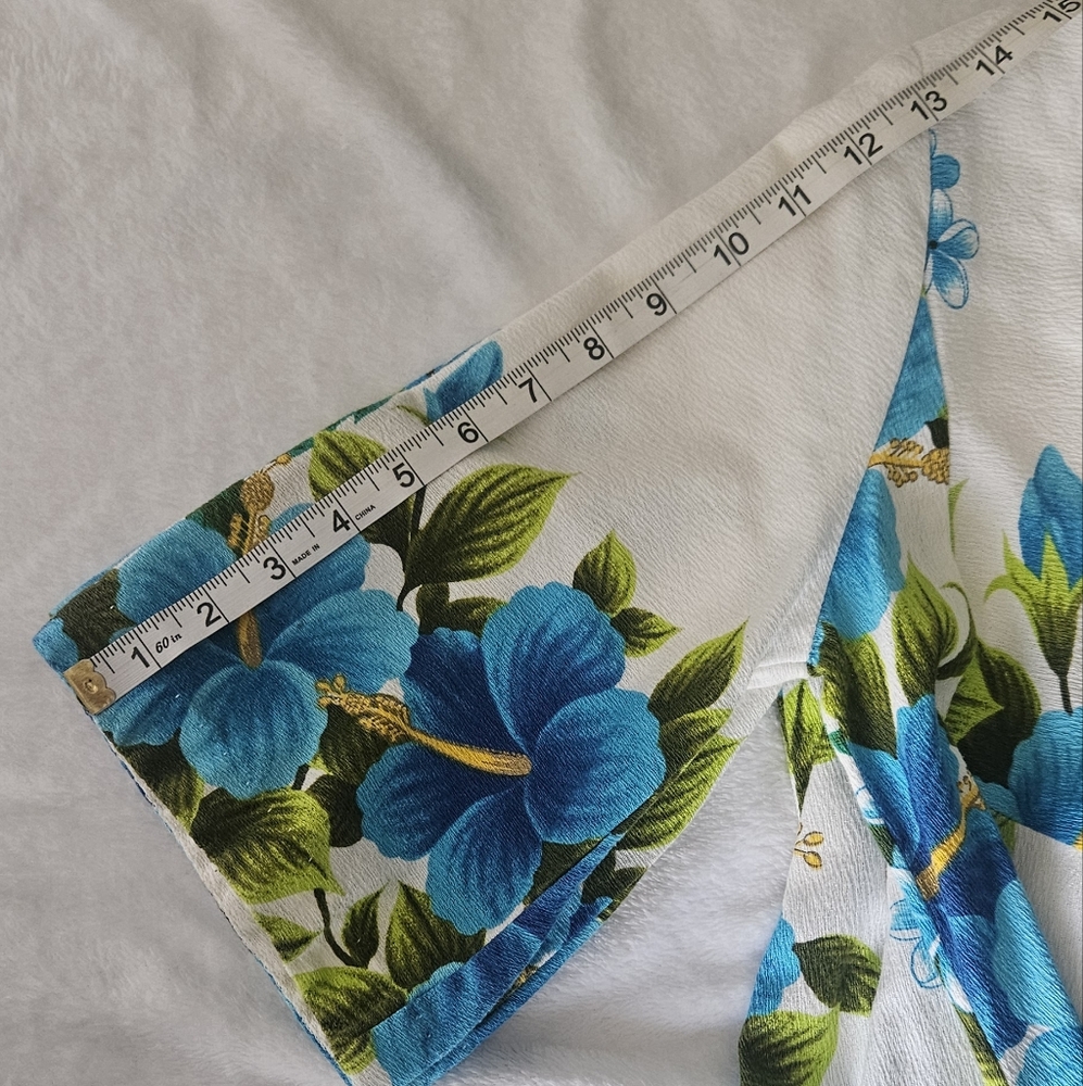 🌺 Ui-Maikai VTG Hibiscus + Plumeria Floral Maxi Dress Blue/White - Picture 7 of 8